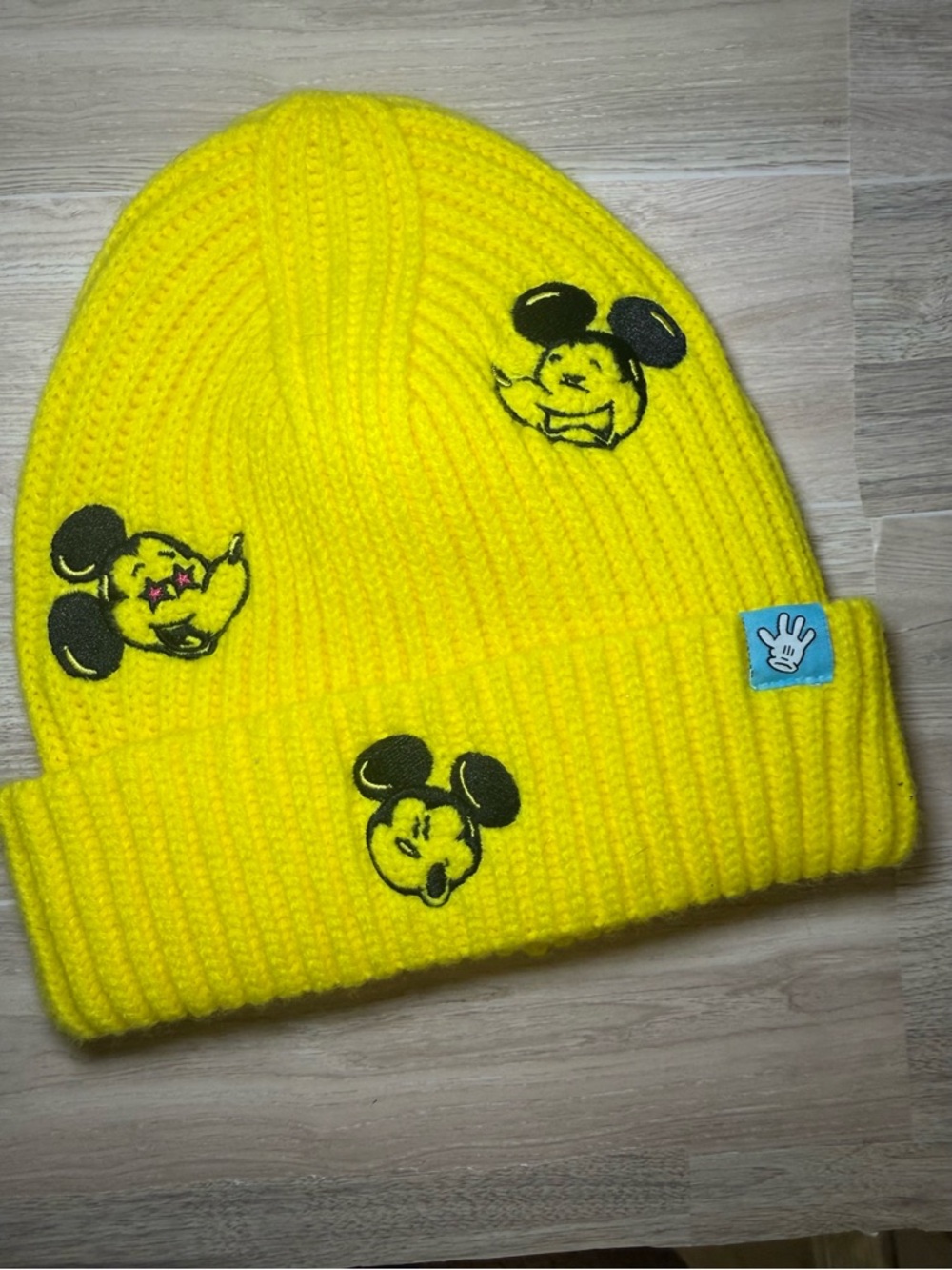 Disney Mickey Mouse Yellow Knitted Beanie Hat Artist Series by Ralfael Faria